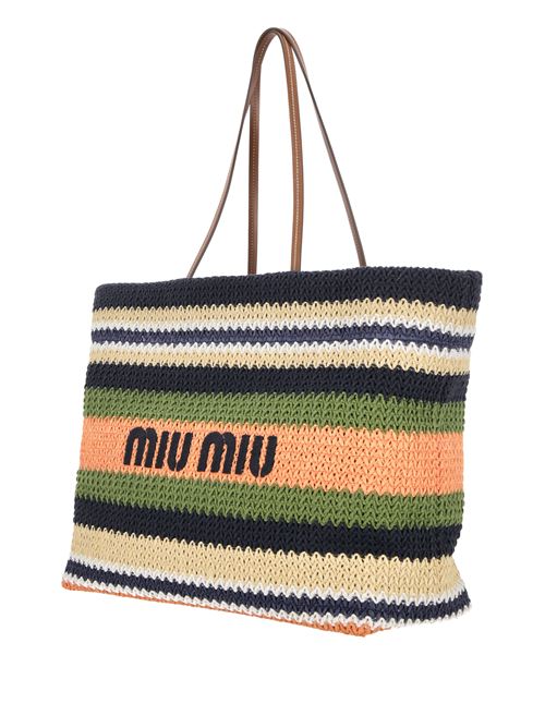 Black/multicolour woven raffia bag Miu Miu | 5BG228S-OOO2DO3F03QS